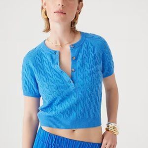 J.Crew Cashmere Cable-Knit Henley (M - Blue)